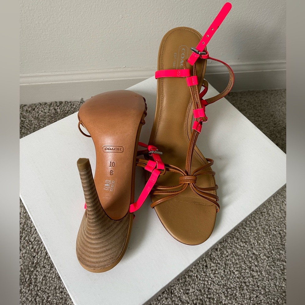 Coach LANA Elegant Strappy Sandal Pump Heel Shoe A0781 Pink/Ginger Size 10 - Picture 7 of 12